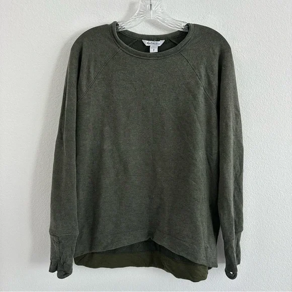 Athleta Coaster Luxe Recover Aspen Olive Heather Green Sweatshirt Size: S - Picture 2 of 10